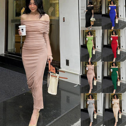 Damen Elegantes schulterfreies Cocktailkleid mit Raffungen Echo Archiv