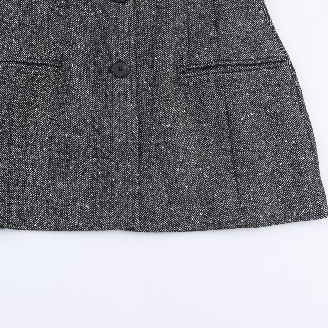 Damen Weite Wolloptik-Bundfaltenhose mit hoher Taille und Bügelfalte Echo Archiv