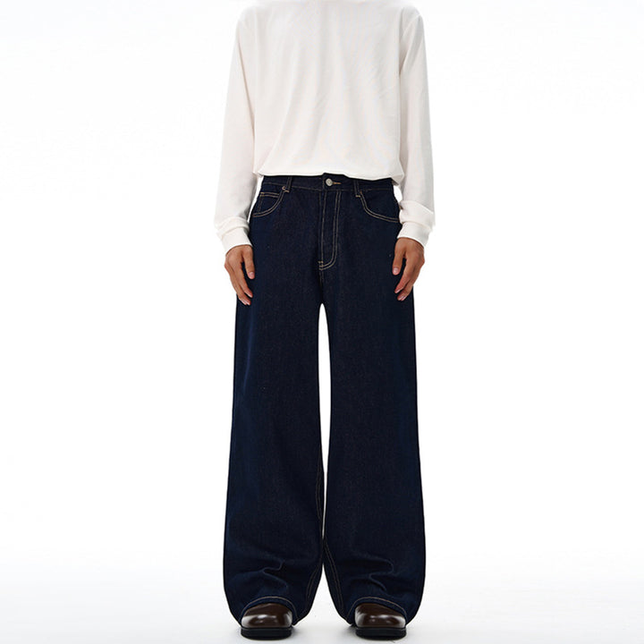 Herren Extraweite Bodenlange Palazzo-Denimhose mit hohem Bund und markanter Saumfaltung Echo Archiv