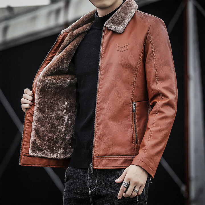 Herren Kunstlederjacke mit weichem Kragen Echo Archiv
