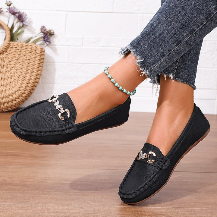 Damen elegante Mokassin-Slipper mit Zierkettchen und gepolstertem Komfortfußbett Echo Archiv
