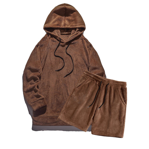 Herren Kuscheliges Hoodie-Shorts-Set Echoarchiv
