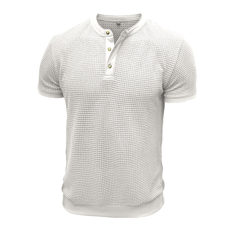 Herren Kurzarm-Henley-Shirt mit strukturiertem Design und edler Knopfleiste Echoarchiv