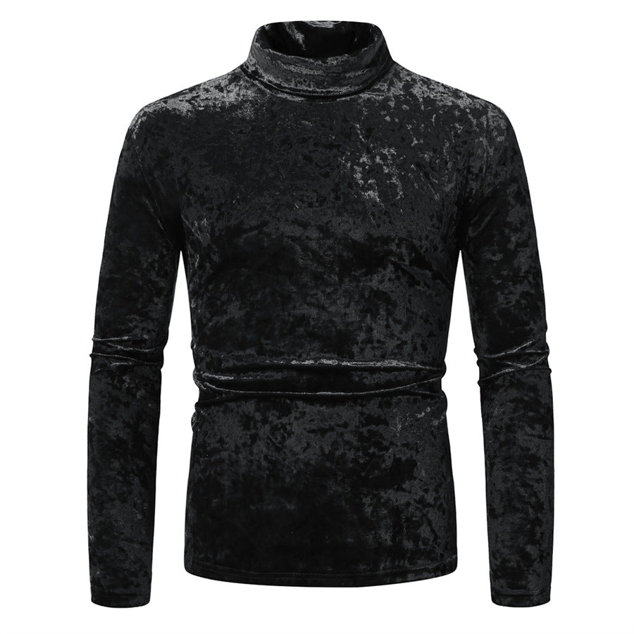 Herren eleganter Rollkragenpullover aus samtigem Stoff Echoarchiv