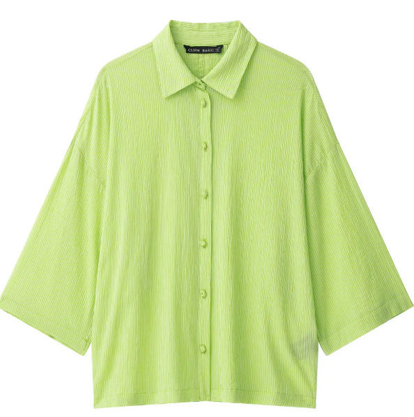 Damen Oversize-Hemdbluse aus feinem Rippstrick mit kastiger Silhouette und dreiviertelärmeln Echo Archiv