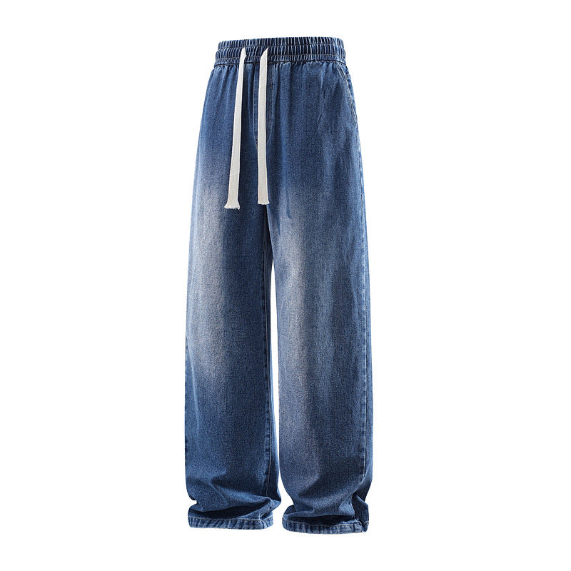 Herren Weite Denim-Freizeithose mit elastischem Bund, Tunnelzug & relaxed Baggy‑Silhouette Echoarchiv