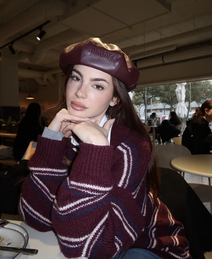 Damen Gestreifter Strickpullover mit Polokragen und oversize Ärmeln Echoarchiv