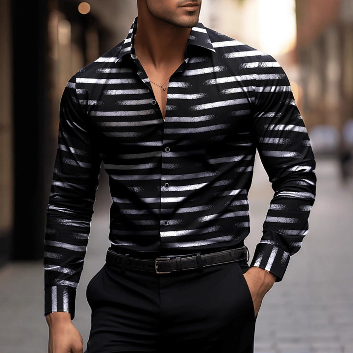 Herren elegantes Langarmhemd mit modernem Streifen-Design Echoarchiv