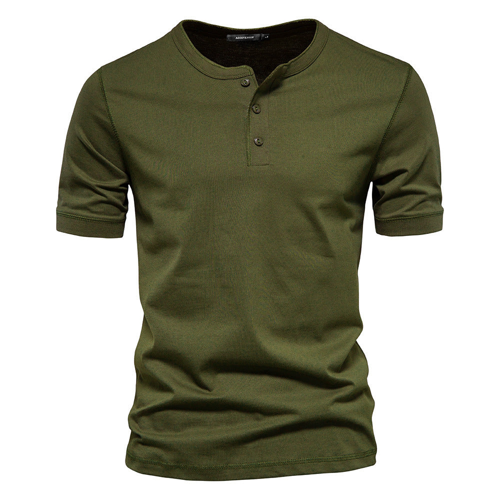Herren nan schmal geschnittenes Kurzarmshirt mit kurzer Knopfleiste und geripptem Kragen aus Baumwollmix Echo Archiv