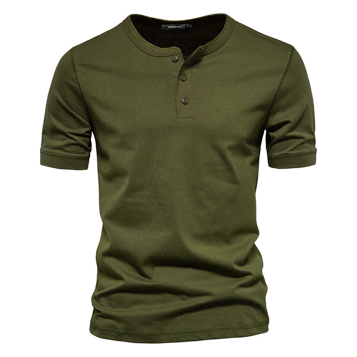 Herren nan schmal geschnittenes Kurzarmshirt mit kurzer Knopfleiste und geripptem Kragen aus Baumwollmix Echo Archiv