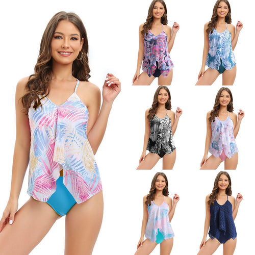 Damen Tankini-Set mit floralem Überrock und verstellbaren Trägern Echo Archiv