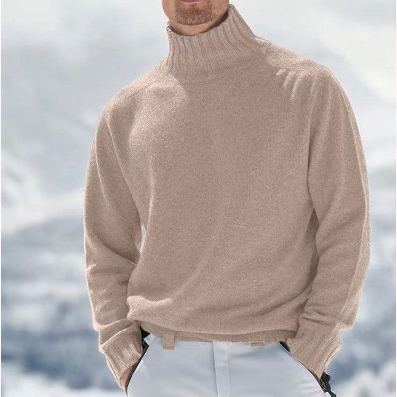 Herren Rollkragenpullover aus hochwertiger Wolle mit strukturierten Details Echoarchiv