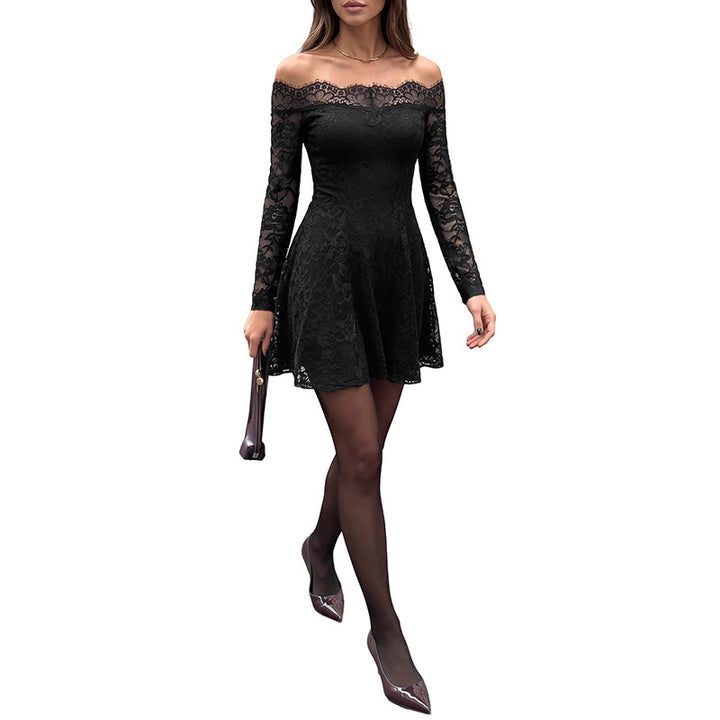 Damen Elegantes Off-Shoulder Spitzenkleid Echo Archiv