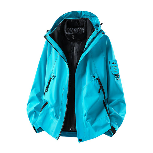 Herren Zwei-in-eins Wetterschutzjacke mit abnehmbarer Steppweste und verstellbarer Kapuze Echoarchiv
