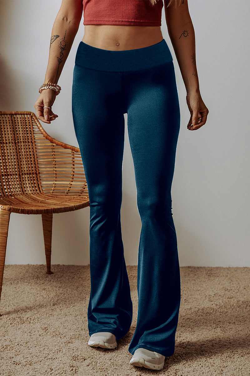 Damen High-Waist Flare-Hosen aus Stretch-Jersey mit weitem Schlag Echoarchiv