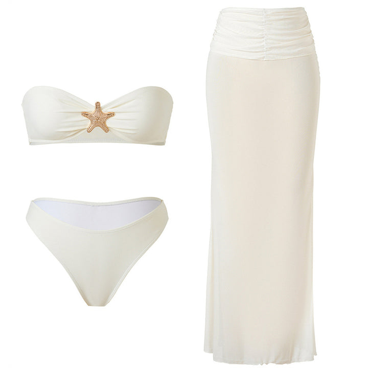 Damen Bikini-Set mit elegantem Wickelrock und dekorativem Sternen-Detail Echo Archiv