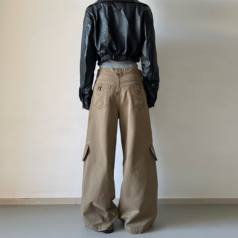 Damen Oversized Cargopalazzo-Hose aus Baumwoll-Twill mit seitlicher Klappentasche Echo Archiv