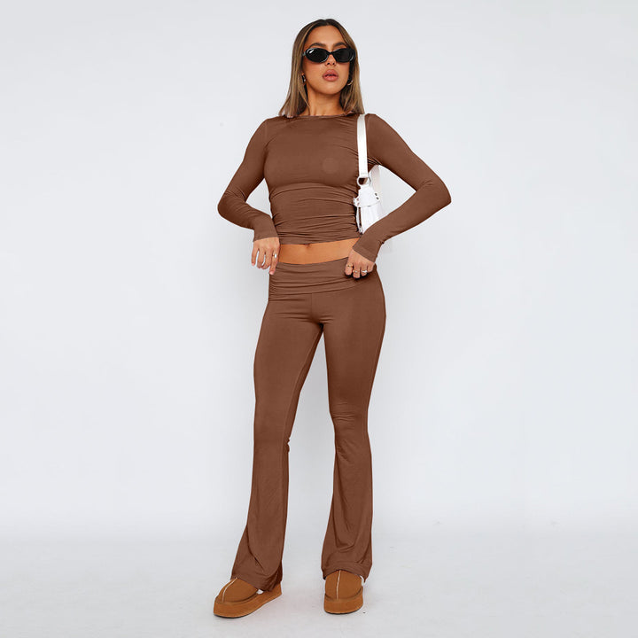 Damen Hochbund Yoga-Hose mit Wickelbund, ausgestelltem Bein und Stretchqualität – Avélisse