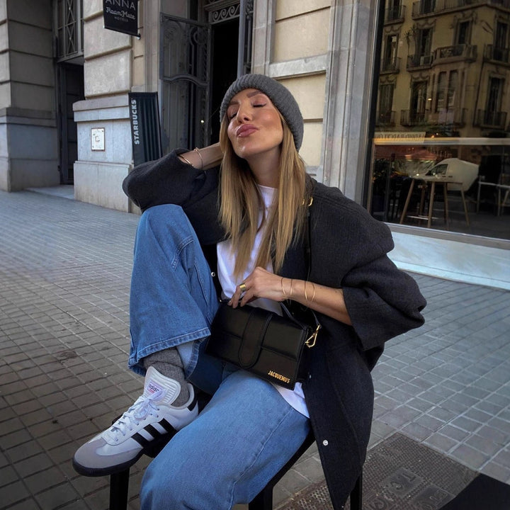 Damen Oversized Wolljacke mit knopflosem Design und weichem Innenfutter Echo Archiv