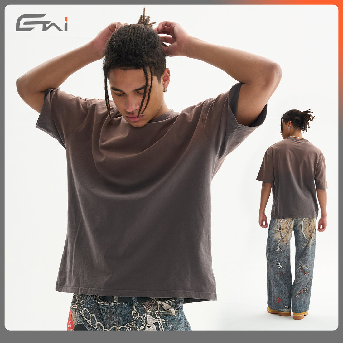 Herren Oversized Baumwoll-T-Shirt mit Rundhalsausschnitt und soften Vintage-Effekt Echo Archiv