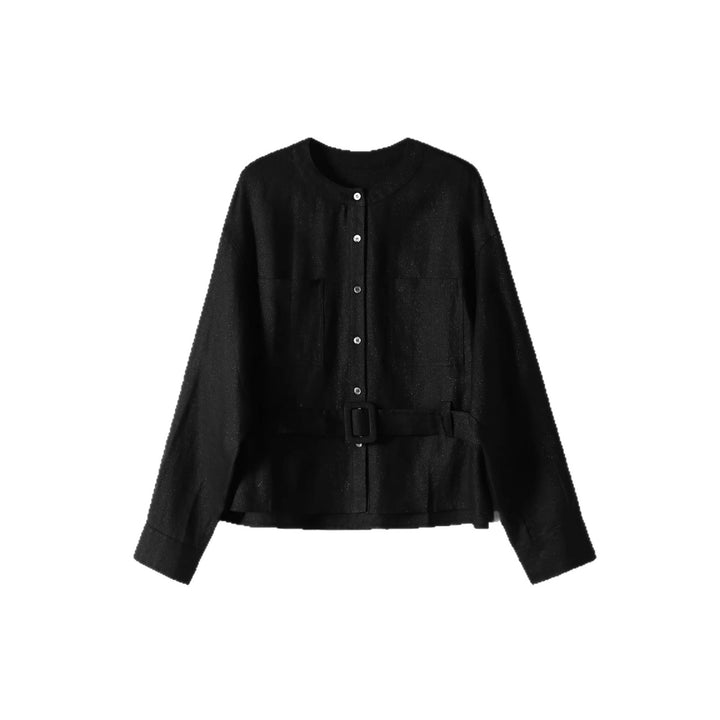 Damen Modische Oversized-Bluse mit Gürtel Echoarchiv