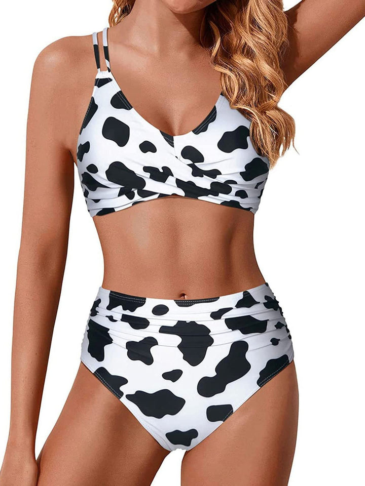 Damen Hochtailliertes Bikini-Set mit gerafftem Oberteil Echo Archiv