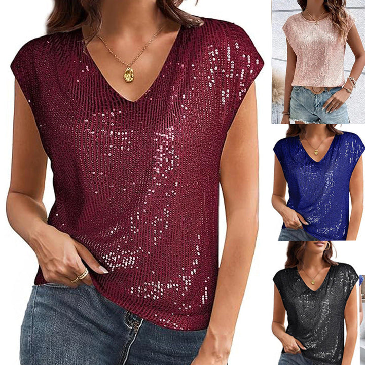 Damen Glamouröses Paillettenshirt Echoarchiv