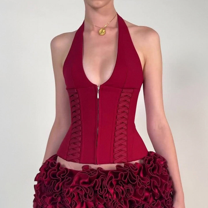 Damen-Haltertop mit raffinierten Zipp-Details und Baumwollmix Echo Archiv