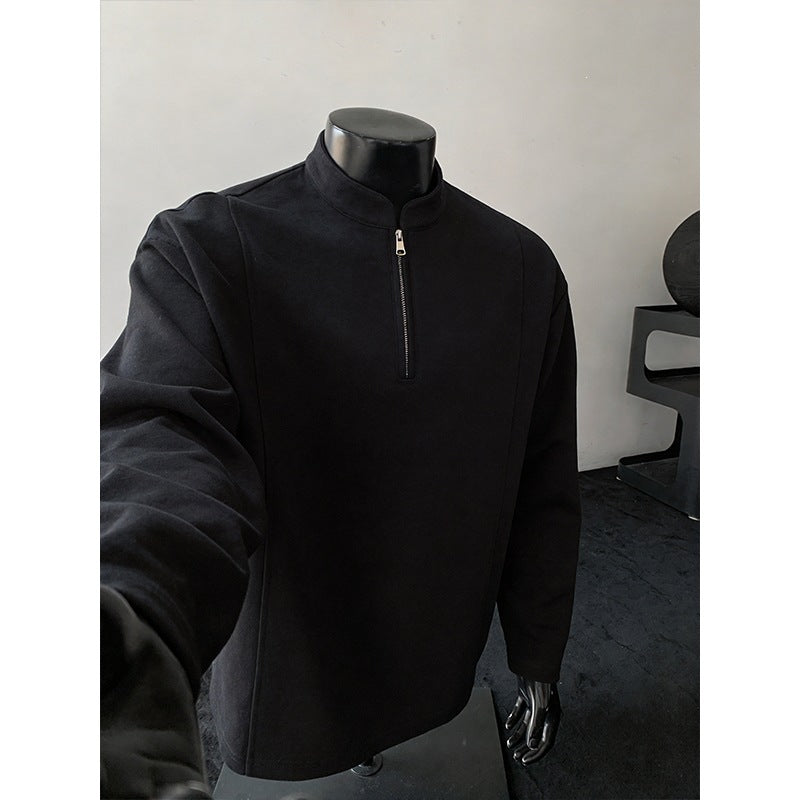 Herren Modernes Halbzip-Sweatshirt mit kurzem Reißverschluss und cleanem Minimaldesign Echo Archiv