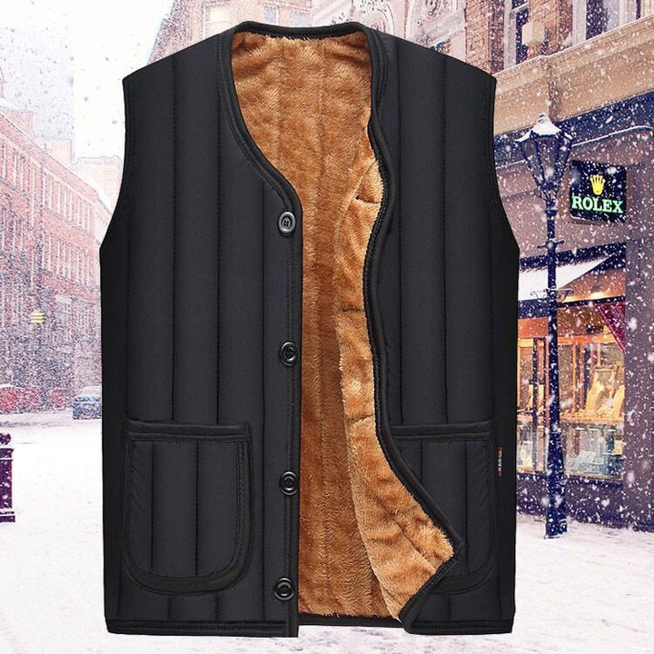 Herren Steppweste mit kuscheliger Teddyfleece‑Innenseite, knöpfbare Front und aufgesetzten Taschen – Marzano