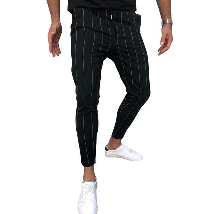 Herren Slim-Fit Cropped Chinohose mit Nadelstreifen und elastischem Bund Echo Archiv
