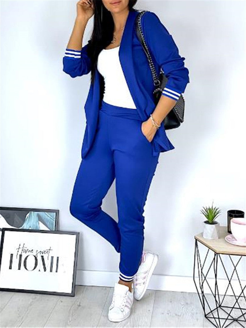 Damen nan sportlich-elegantes Blazer-Jogginghose Zweiteiler mit elastischem Bund und Bündchen Echo Archiv