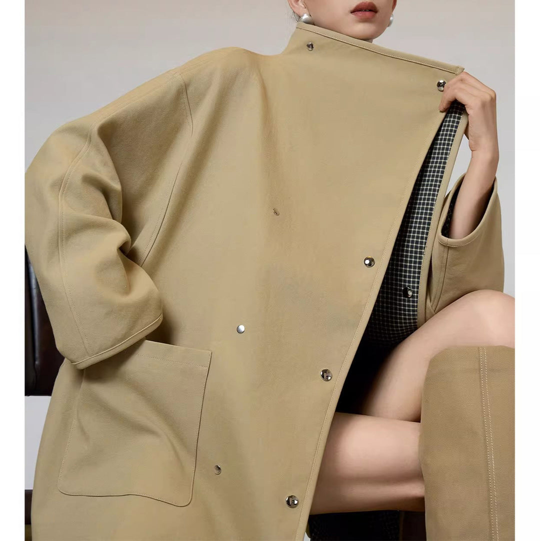 Damen Oversized Übergangsjacke mit kontrastierendem Kragen Echoarchiv