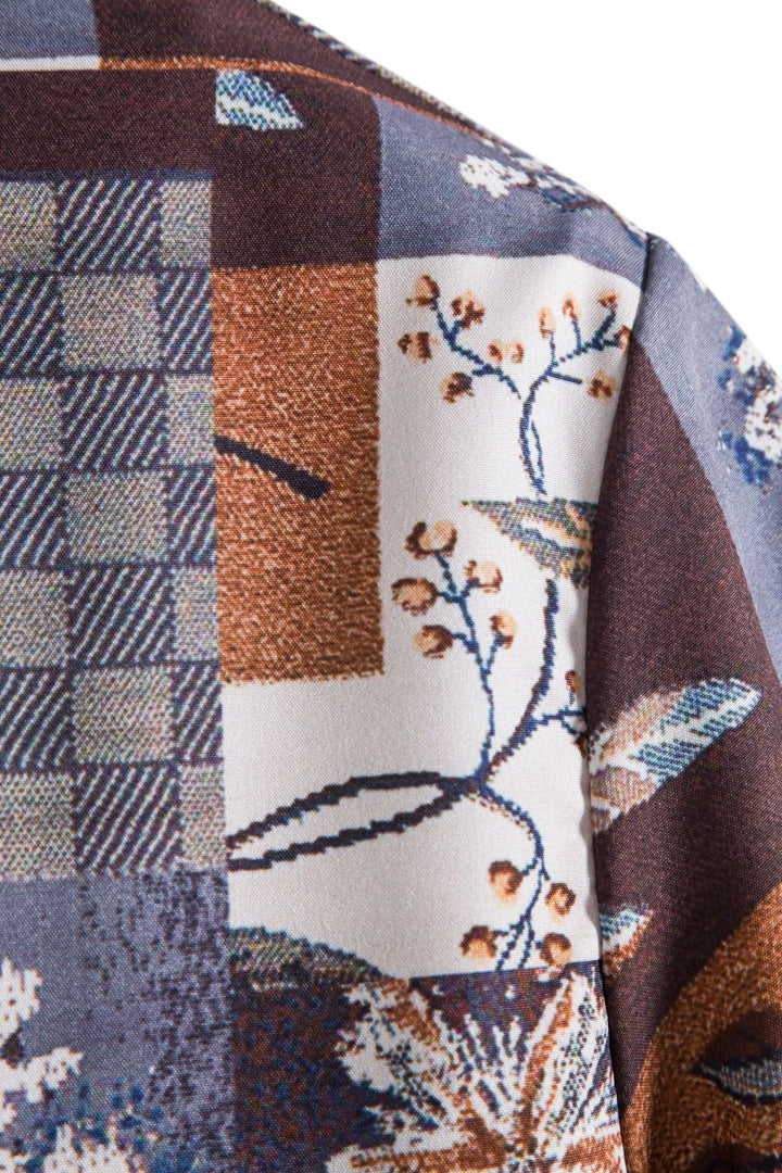 Herren Kurzarmhemd mit floralem Patchwork-Design Echoarchiv