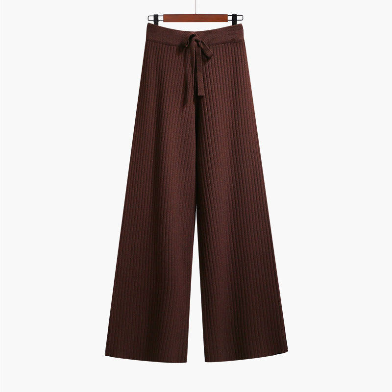 Damen Weit geschnittene Rippstrickhose mit Kordelzug Echo Archiv