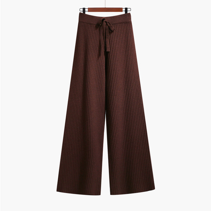 Damen Weit geschnittene Rippstrickhose mit Kordelzug Echo Archiv