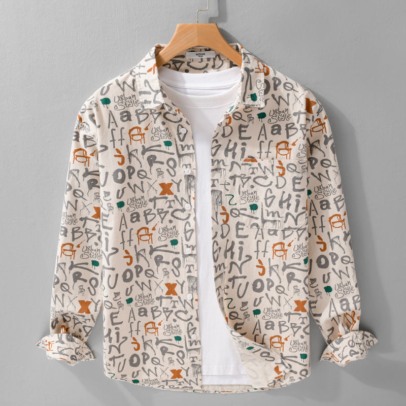Herren Overshirt im urbanen Graffiti-Letterprint aus Baumwollmix Echoarchiv