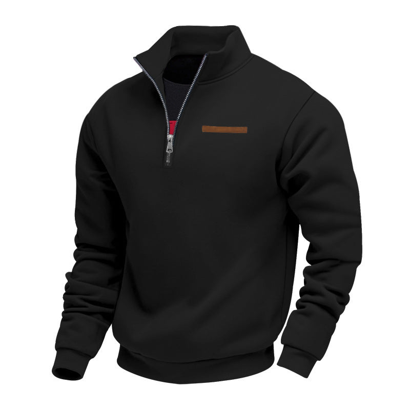 Herren nan Halbzip-Sweatshirt aus schwerem Fleece mit Stehkragen und verdeckter Brusttasche Echo Archiv