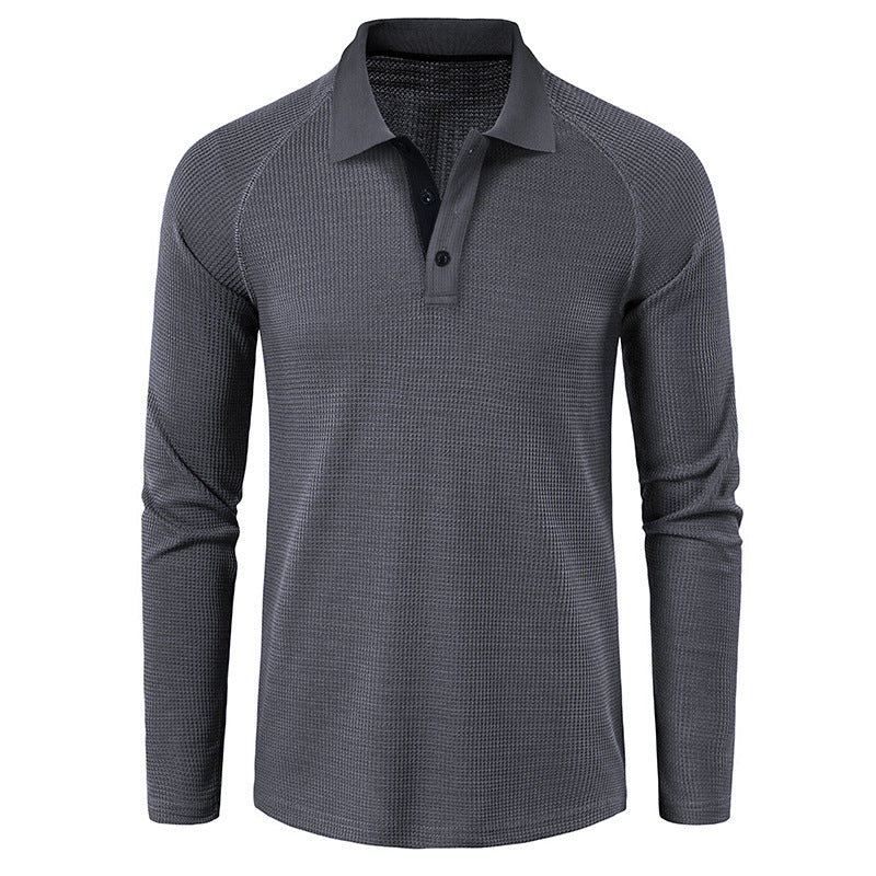 Herren Sportliches Langarm-Poloshirt mit Struktur Echoarchiv