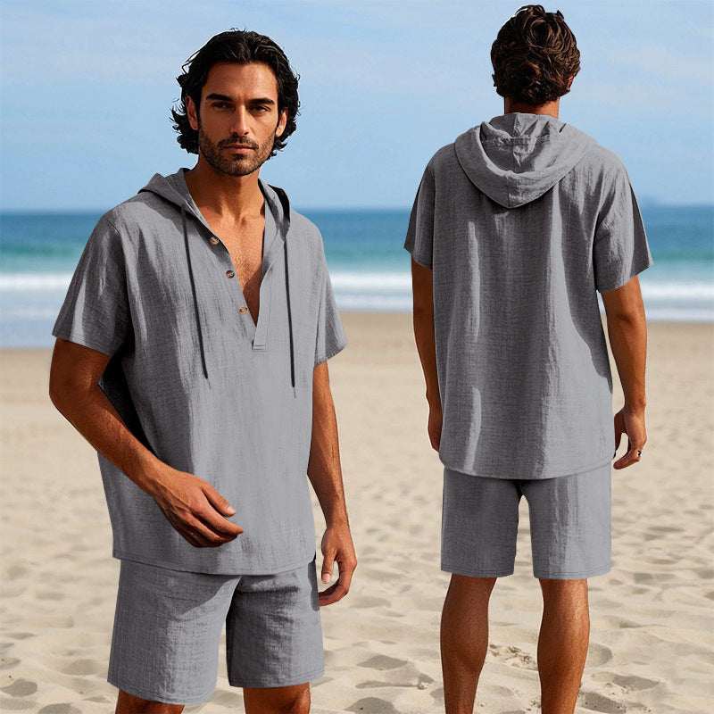 Herren lässiges Kapuzenhemd und Shorts Set Echoarchiv