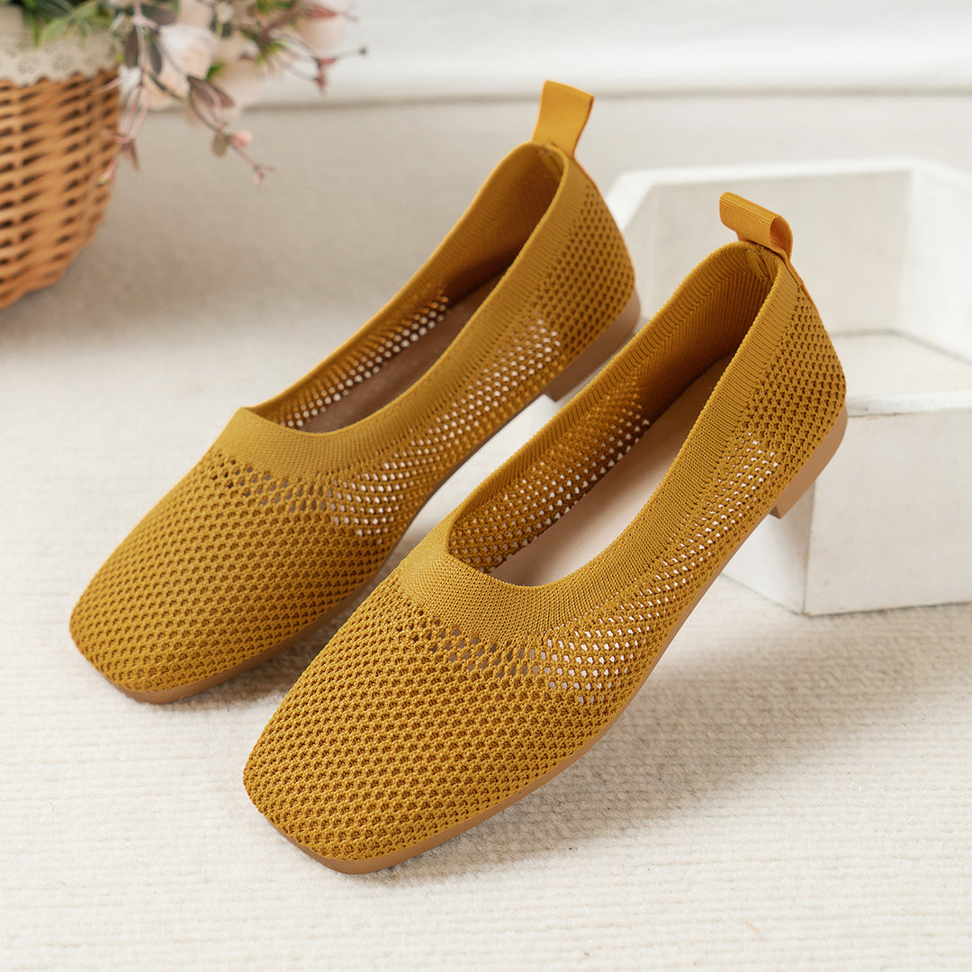 Damen Atmungsaktive Strick‑Ballerinas mit quadratischer Spitze Echo Archiv