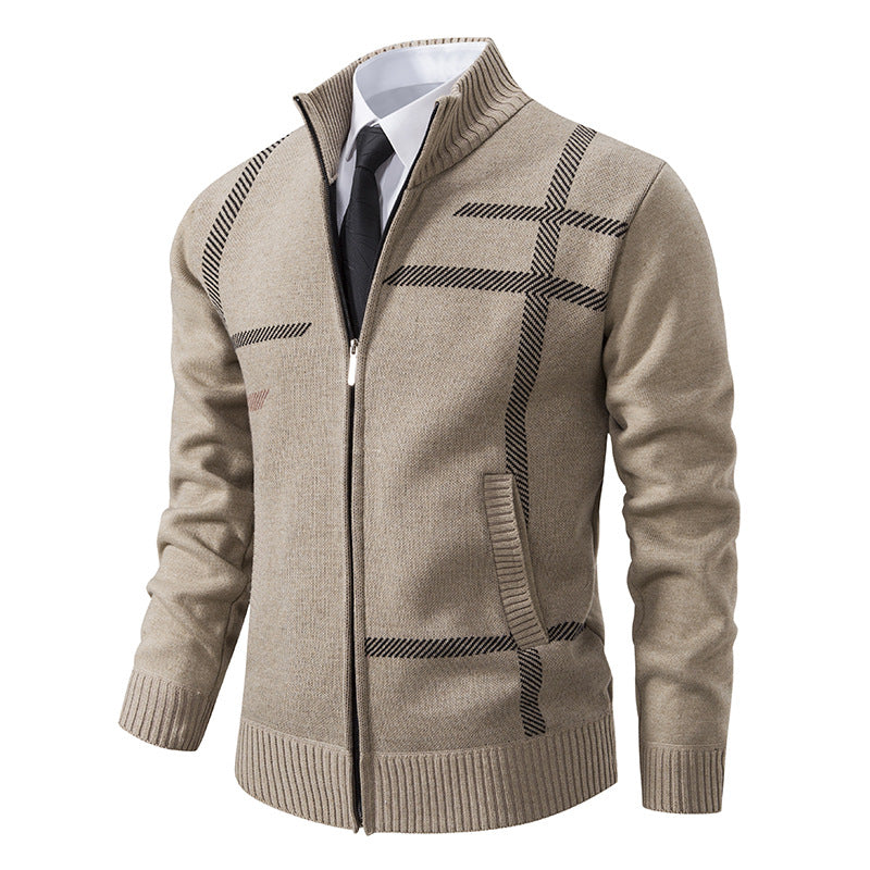 Herren Strickjacke mit graphischen Mustern und hohem Kragen Echoarchiv