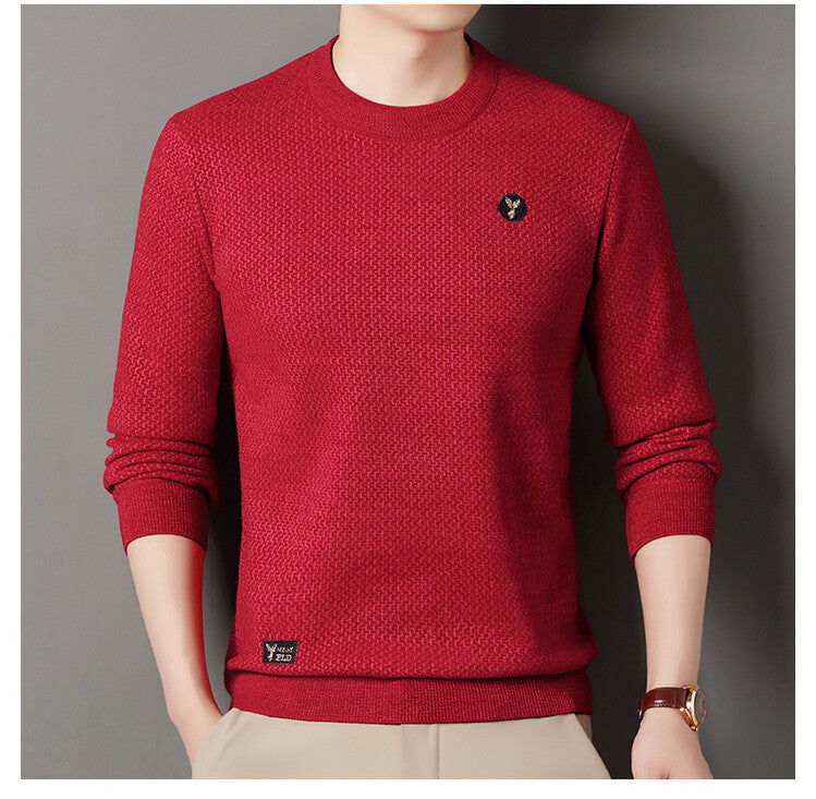 Herren Strukturierter Pullover mit Rundhalsausschnitt und hochwertiger Stricktextur Echoarchiv