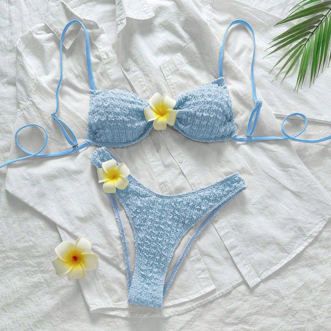 Damen Hochgeschnittenes Bikiniunterteil mit strukturierten Rüschen Echo Archiv