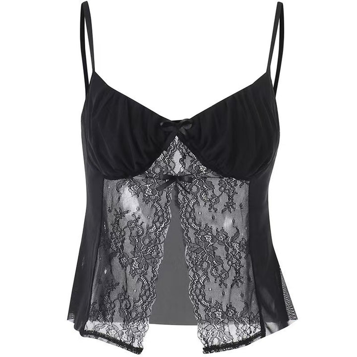 Damen Sexy Spitzen-Crop-Top mit raffinierten Trägern und aufregendem Design Echo Archiv