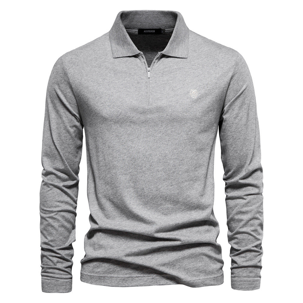 Herren Langärmliges Poloshirt mit modischem Reißverschluss und angenehmer Baumwollmischung Echoarchiv