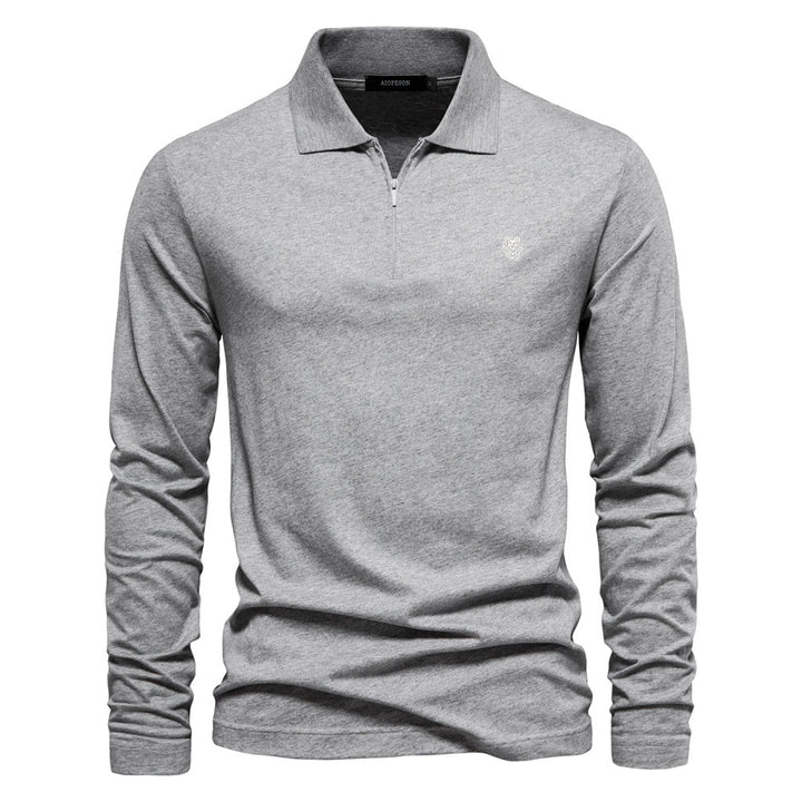 Herren Langärmliges Poloshirt mit modischem Reißverschluss und angenehmer Baumwollmischung Echoarchiv