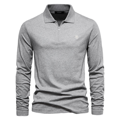 Herren Langärmliges Poloshirt mit modischem Reißverschluss und angenehmer Baumwollmischung Echoarchiv