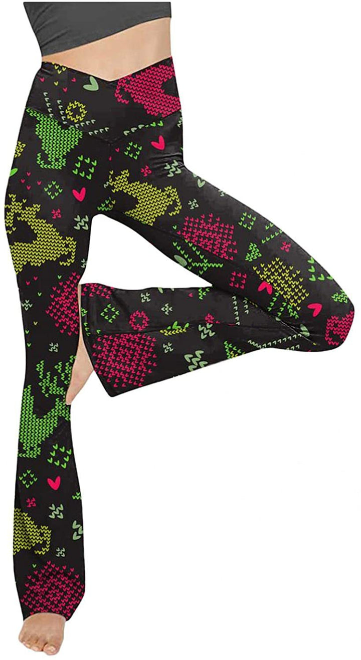 Damen nan taillenhohe Yogahose mit überkreuztem Bund und ausgestelltem Saum mit Schlitz Echo Archiv