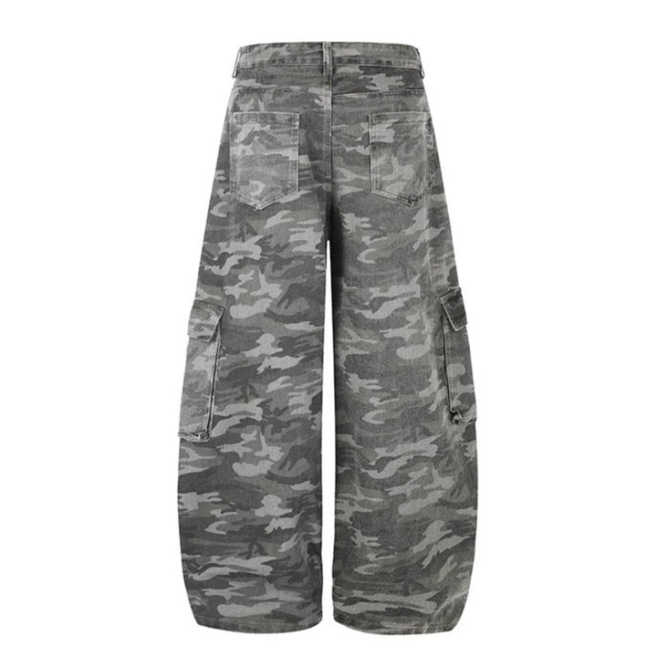 Damen Weite Cargo-Hose im Camouflage-Look mit Applikationen und Multi-Taschen Echoarchiv